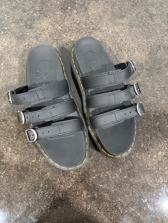 Dr. Martens Black Blaire Leather Slide Sandals Size 8 - Picture 4 of 7